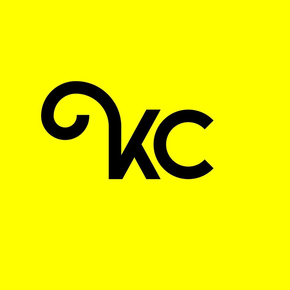 kc carta logotipo design em fundo preto. kc conceito de logotipo de letra de iniciais criativas. projeto de letra kc. kc desenho de letra branca sobre fundo preto. kc, logotipo kc vetor