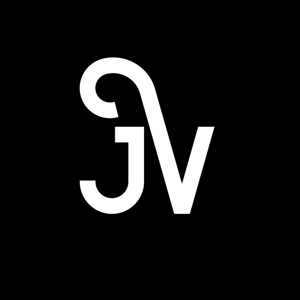 design de logotipo de carta jv em fundo preto. conceito de logotipo de letra de iniciais criativas jv. projeto de letra jv. jv design de letra branca sobre fundo preto. jv, logotipo jv vetor