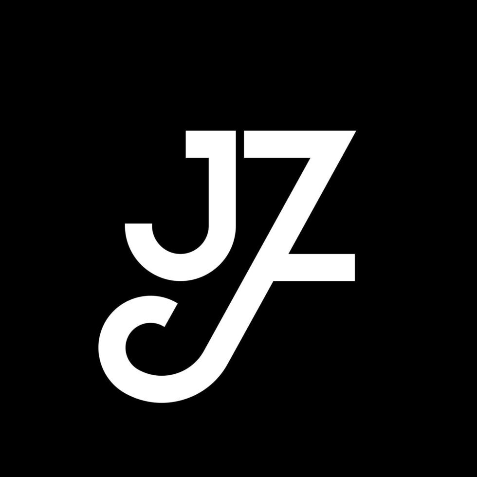 design de logotipo de letra jz em fundo preto. conceito de logotipo de letra de iniciais criativas jz. design de letra jz. jz design de letra branca em fundo preto. jz, logotipo jz vetor