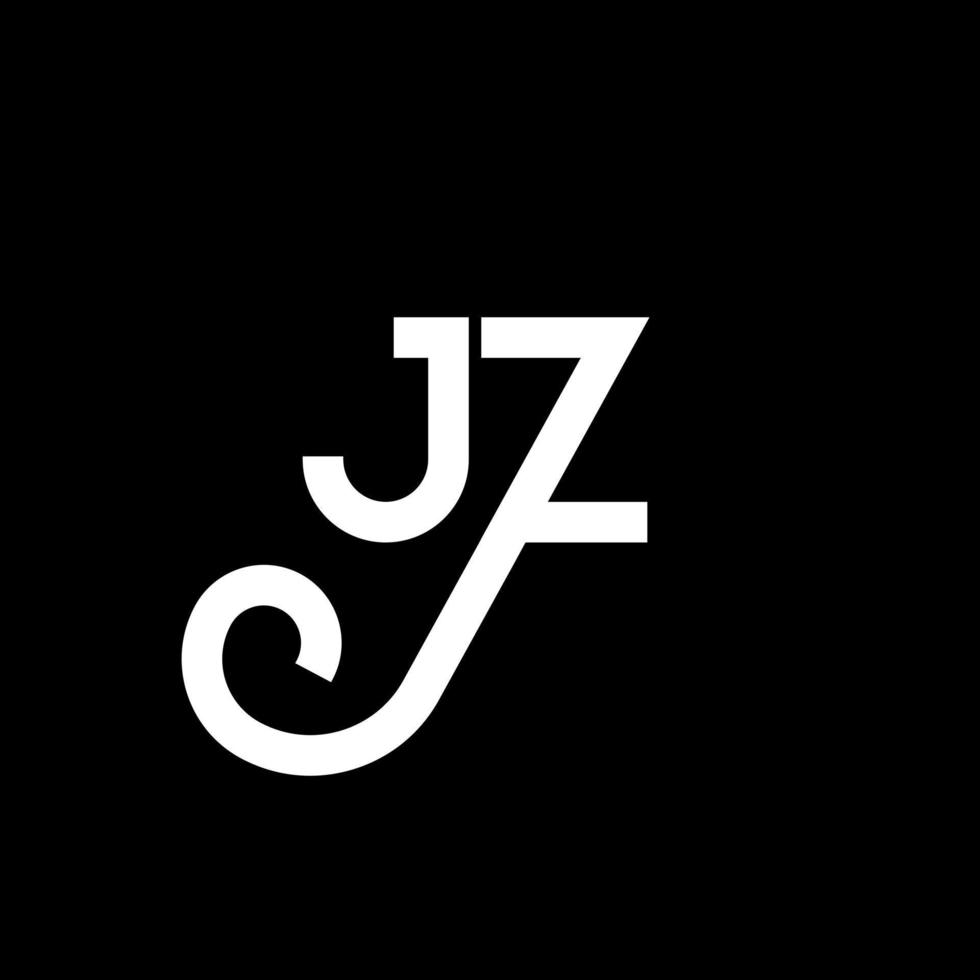 design de logotipo de letra jz em fundo preto. conceito de logotipo de letra de iniciais criativas jz. design de letra jz. jz design de letra branca em fundo preto. jz, logotipo jz vetor