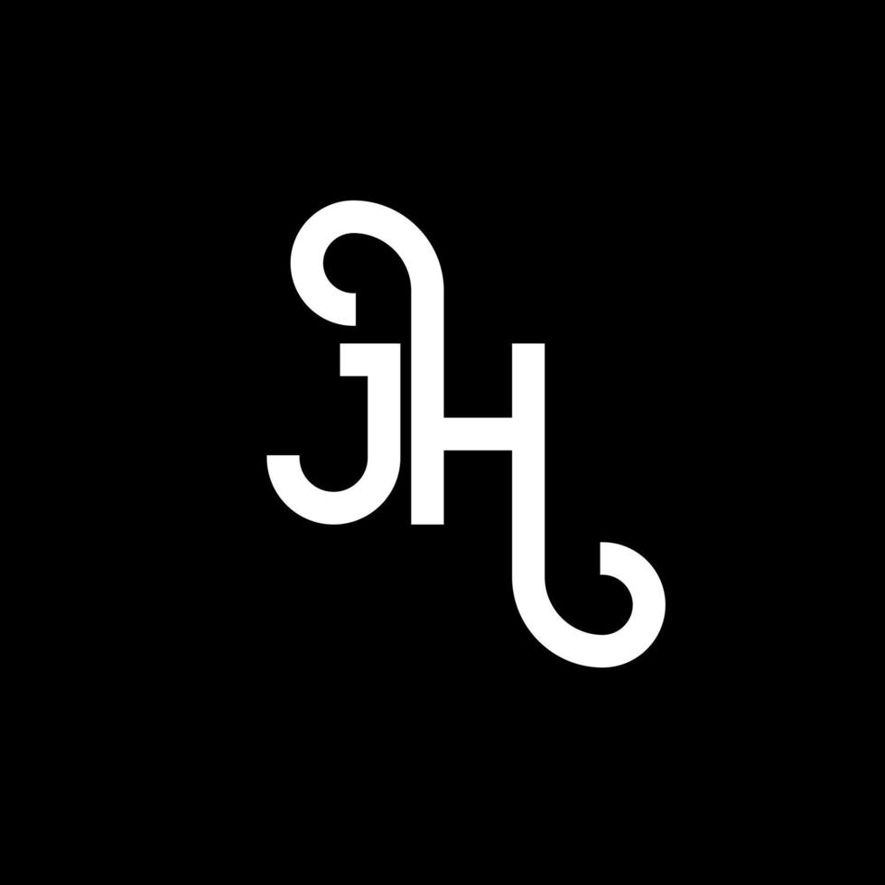 design de logotipo de letra jh em fundo preto. conceito de logotipo de letra de iniciais criativas jh. projeto de letra jh. jh design de letra branca sobre fundo preto. jh, logotipo jh vetor