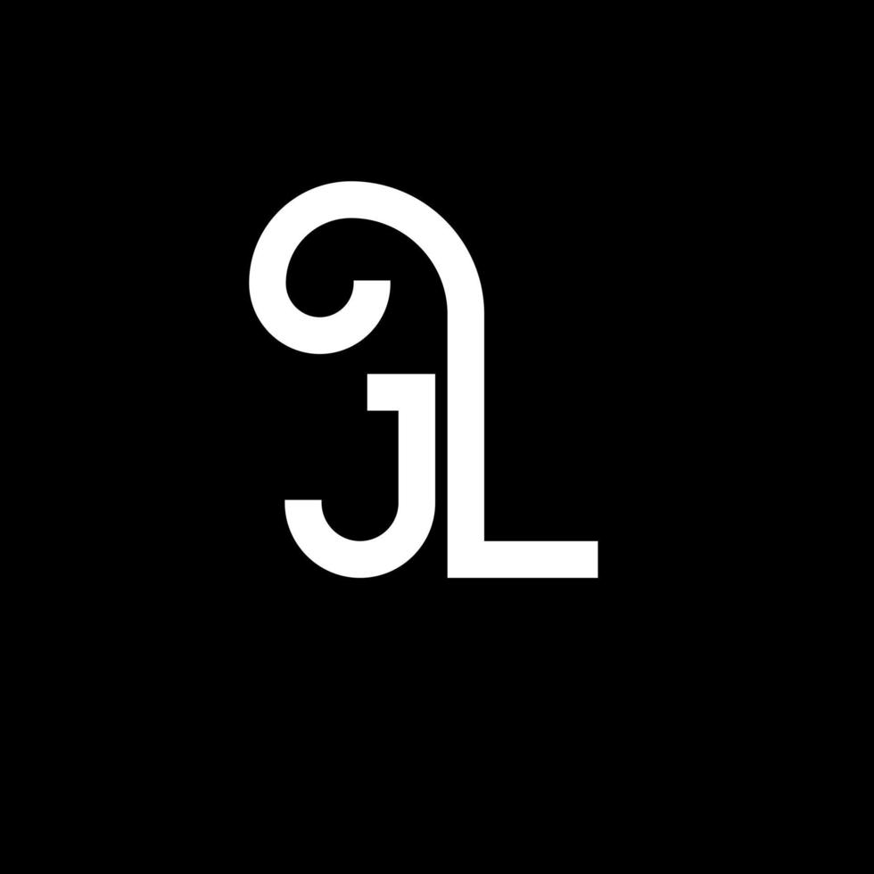 jl carta logotipo design em fundo preto. jl conceito de logotipo de letra de iniciais criativas. jl design de letras. jl design de letra branca sobre fundo preto. jl, logotipo jl vetor