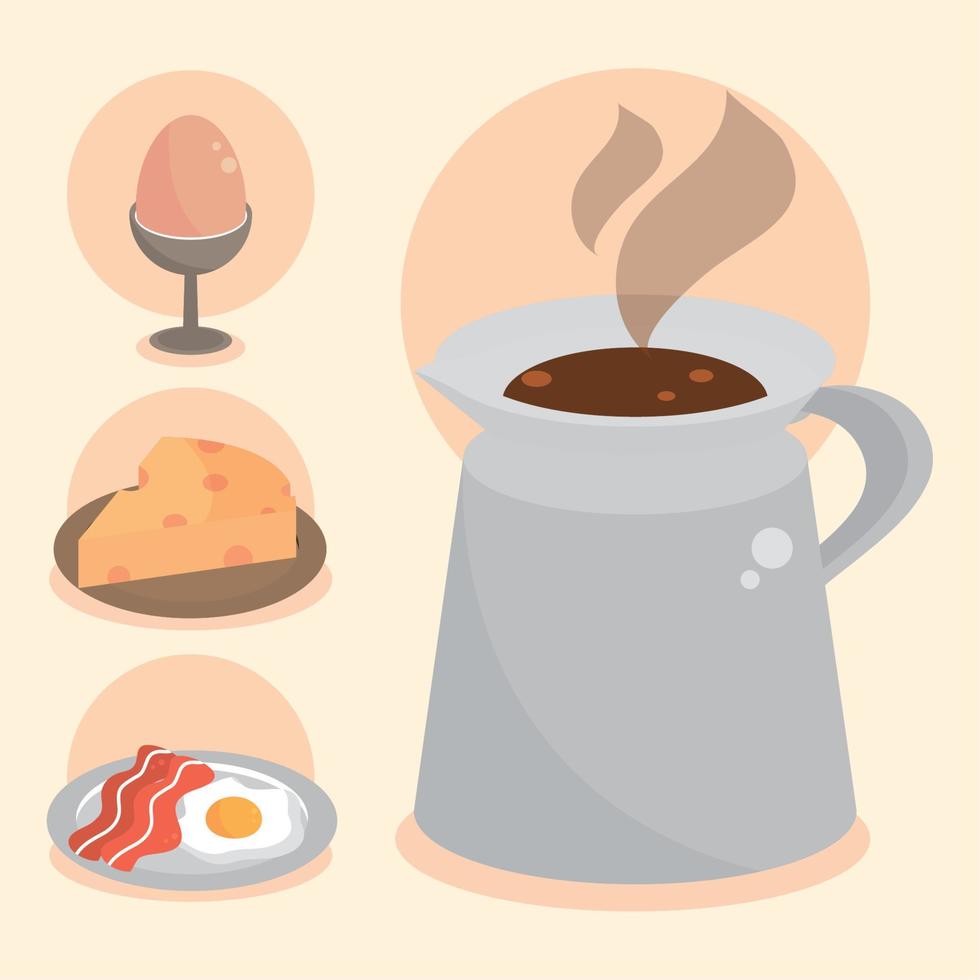 ícones de comida de café da manhã vetor