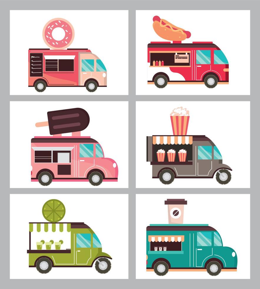 ícones de caminhão de comida vetor