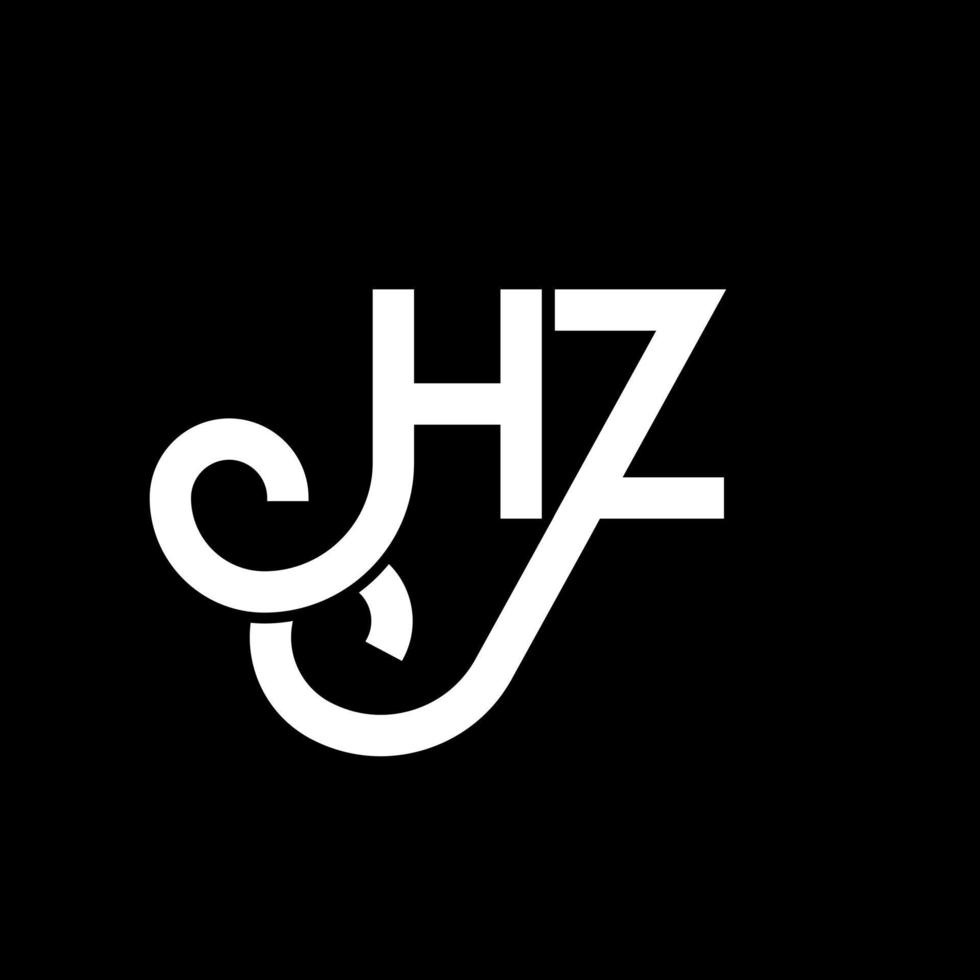 design de logotipo de carta hz em fundo preto. hz conceito de logotipo de letra de iniciais criativas. design de letra hz. hz design de letra branca sobre fundo preto. hz, logotipo hz vetor