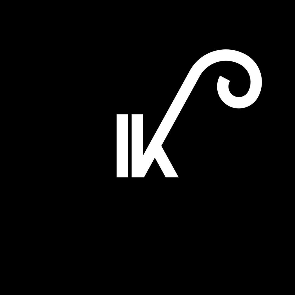 ik carta logotipo design em fundo preto. ik conceito de logotipo de letra de iniciais criativas. ik design de letras. ik design de letra branca sobre fundo preto. ik, logo ik vetor