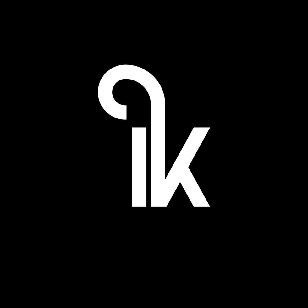 ik carta logotipo design em fundo preto. ik conceito de logotipo de letra de iniciais criativas. ik design de letras. ik design de letra branca sobre fundo preto. ik, logo ik vetor