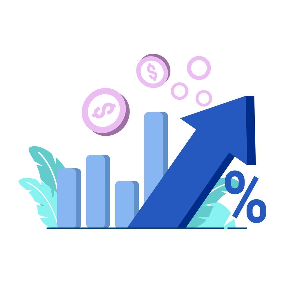 ilustração plana do ícone do gráfico de inflação para o gráfico de finanças de negócios por cento moeda nota de dólar perfeita para ui ux design, aplicativo web, projetos de marca, anúncio, postagem de mídia social vetor