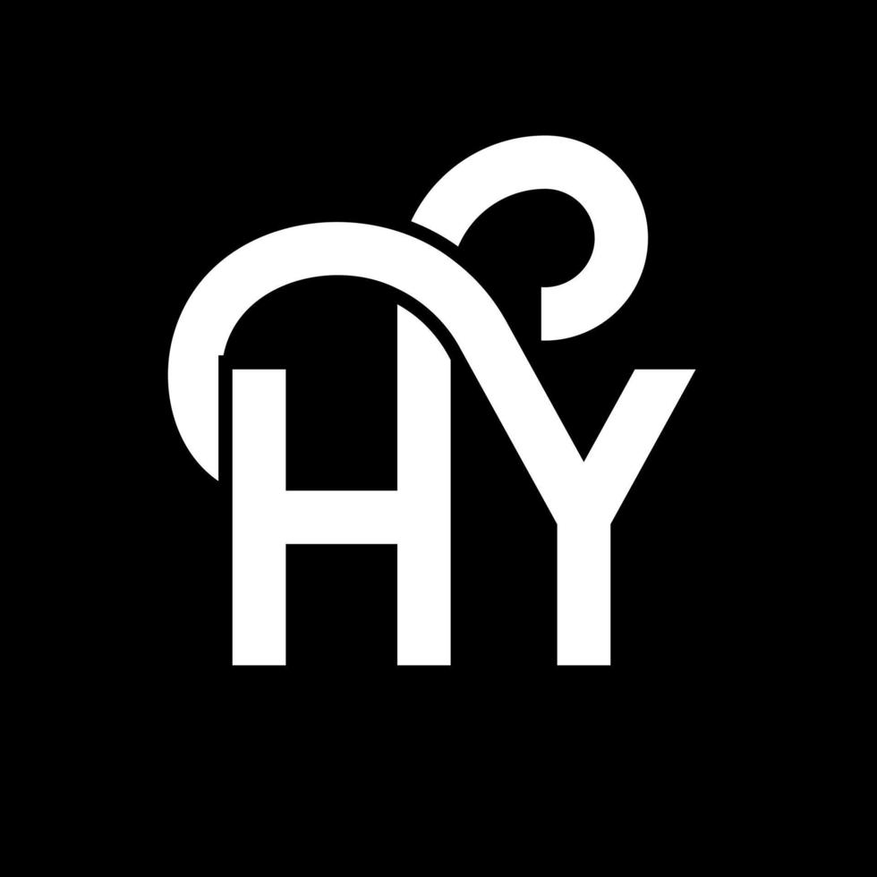 hy carta design de logotipo em fundo preto. hy conceito de logotipo de letra de iniciais criativas. hy design de letras. hy design de letra branca sobre fundo preto. oi, oi logotipo vetor