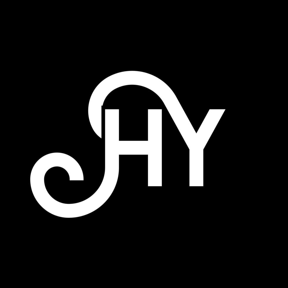 hy carta design de logotipo em fundo preto. hy conceito de logotipo de letra de iniciais criativas. hy design de letras. hy design de letra branca sobre fundo preto. oi, oi logotipo vetor