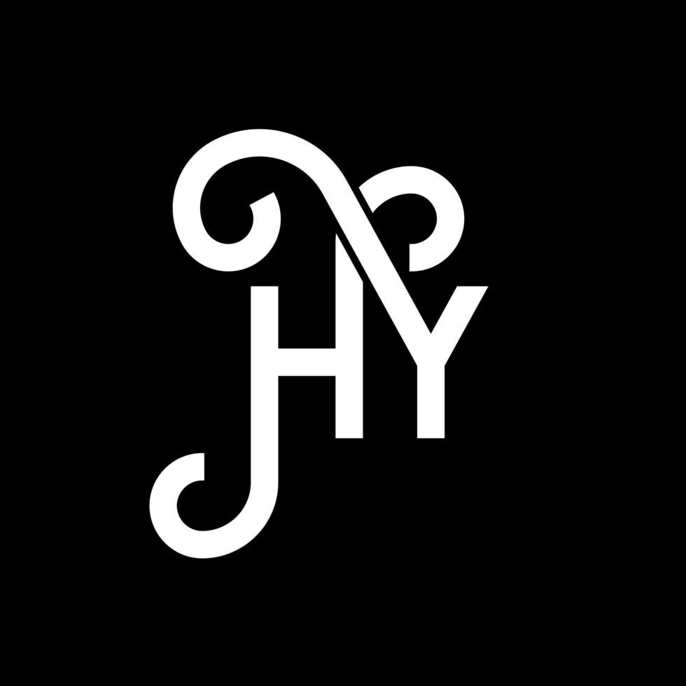 hy carta design de logotipo em fundo preto. hy conceito de logotipo de letra de iniciais criativas. hy design de letras. hy design de letra branca sobre fundo preto. oi, oi logotipo vetor