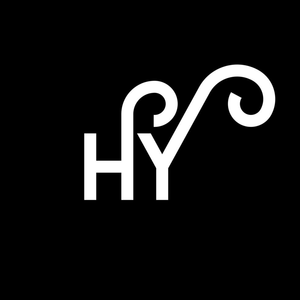 hy carta design de logotipo em fundo preto. hy conceito de logotipo de letra de iniciais criativas. hy design de letras. hy design de letra branca sobre fundo preto. oi, oi logotipo vetor