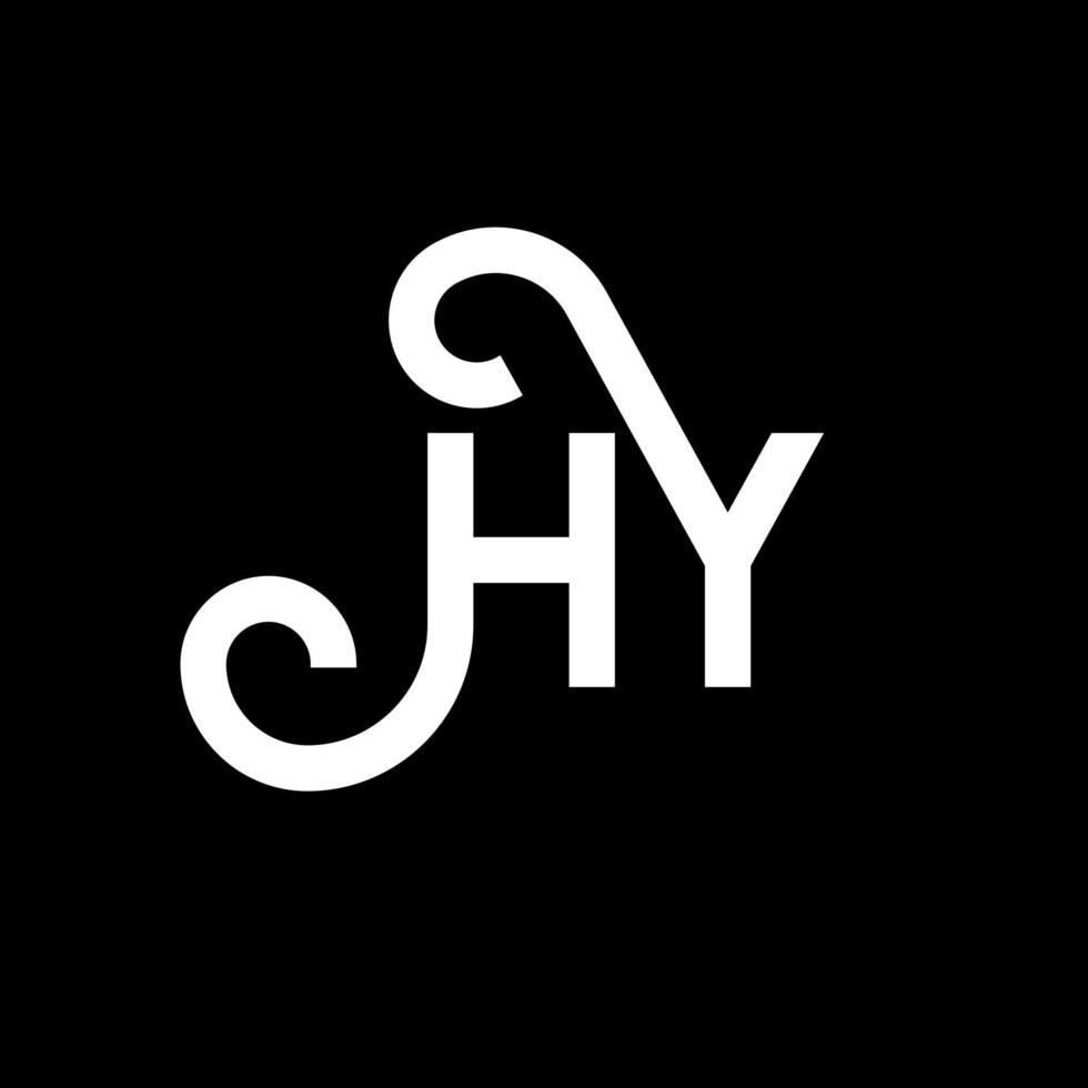 hy carta design de logotipo em fundo preto. hy conceito de logotipo de letra de iniciais criativas. hy design de letras. hy design de letra branca sobre fundo preto. oi, oi logotipo vetor