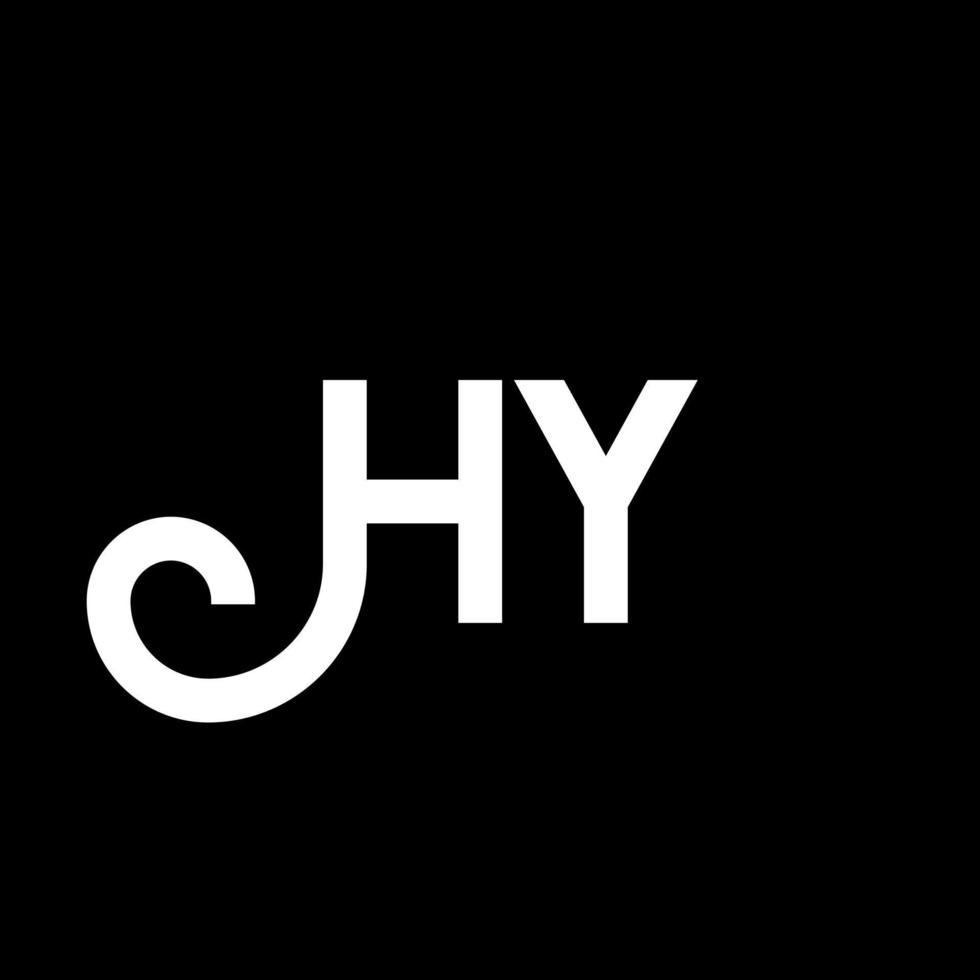 hy carta design de logotipo em fundo preto. hy conceito de logotipo de letra de iniciais criativas. hy design de letras. hy design de letra branca sobre fundo preto. oi, oi logotipo vetor