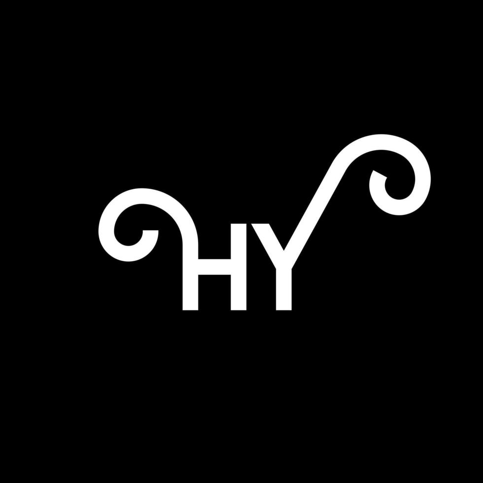 hy carta design de logotipo em fundo preto. hy conceito de logotipo de letra de iniciais criativas. hy design de letras. hy design de letra branca sobre fundo preto. oi, oi logotipo vetor