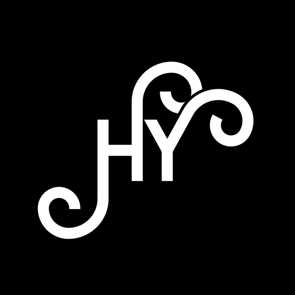 hy carta design de logotipo em fundo preto. hy conceito de logotipo de letra de iniciais criativas. hy design de letras. hy design de letra branca sobre fundo preto. oi, oi logotipo vetor