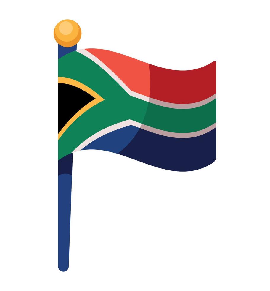 bandeira da áfrica do sul no poste vetor