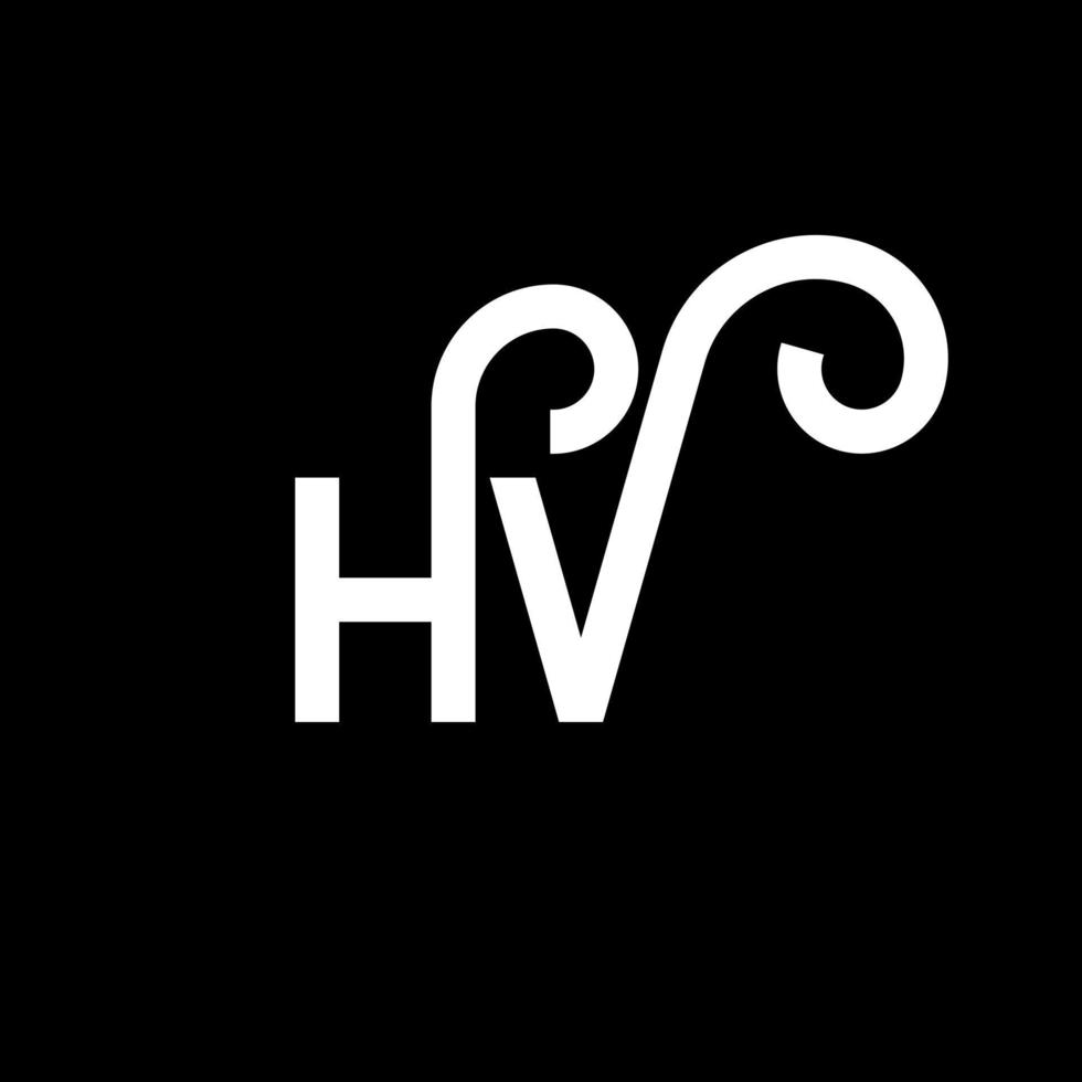 design de logotipo de carta hv em fundo preto. conceito de logotipo de letra de iniciais criativas hv. design de letra hv. Hv design de letra branca sobre fundo preto. hv, logotipo hv vetor