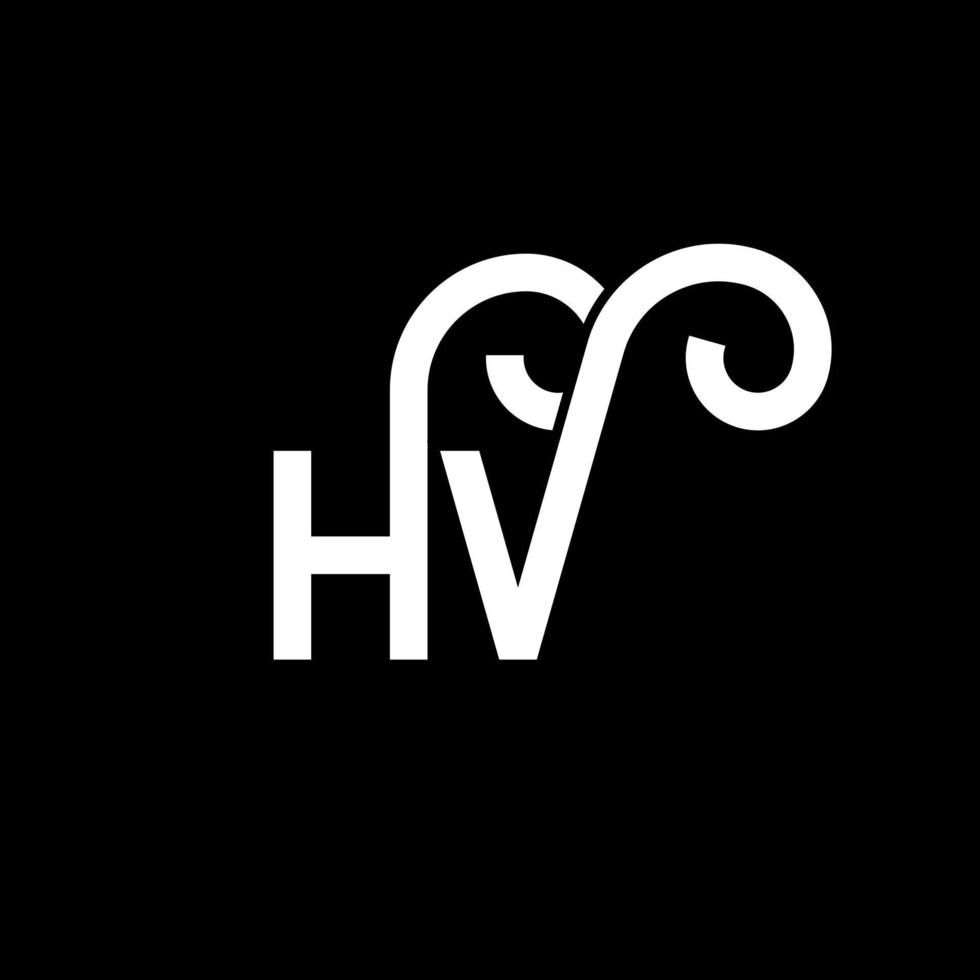 design de logotipo de carta hv em fundo preto. conceito de logotipo de letra de iniciais criativas hv. design de letra hv. Hv design de letra branca sobre fundo preto. hv, logotipo hv vetor