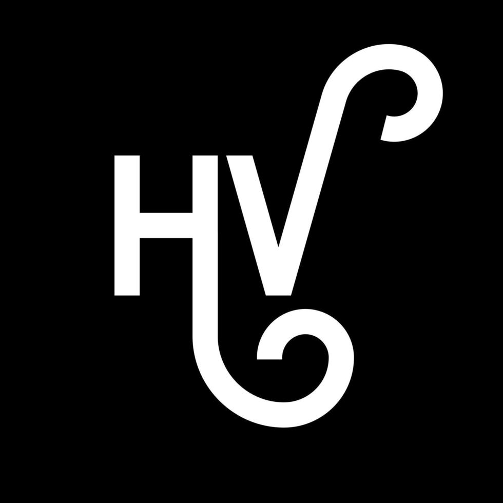 design de logotipo de carta hv em fundo preto. conceito de logotipo de letra de iniciais criativas hv. design de letra hv. Hv design de letra branca sobre fundo preto. hv, logotipo hv vetor