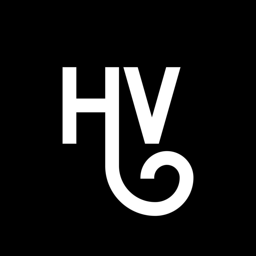 design de logotipo de carta hv em fundo preto. conceito de logotipo de letra de iniciais criativas hv. design de letra hv. Hv design de letra branca sobre fundo preto. hv, logotipo hv vetor