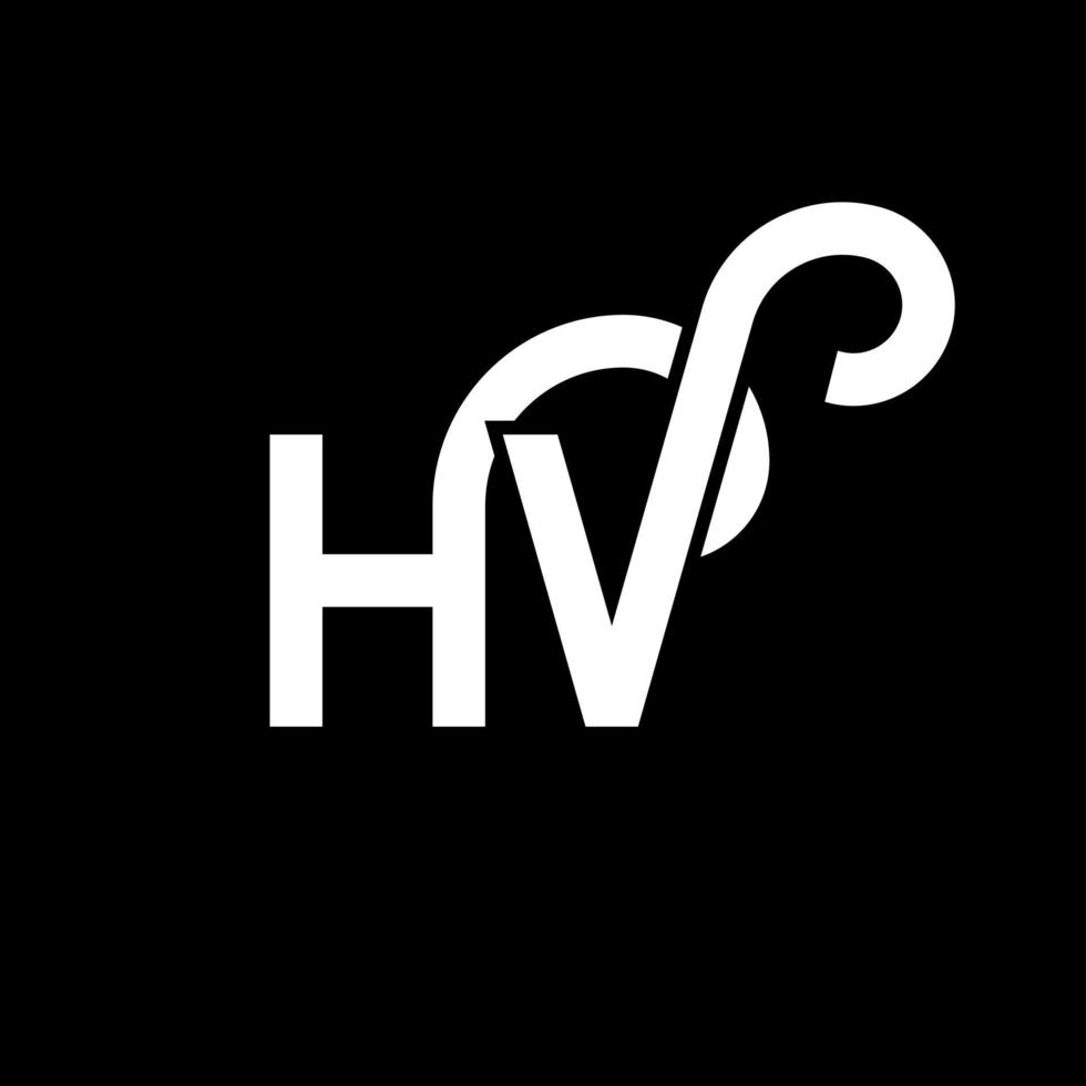 design de logotipo de carta hv em fundo preto. conceito de logotipo de letra de iniciais criativas hv. design de letra hv. Hv design de letra branca sobre fundo preto. hv, logotipo hv vetor