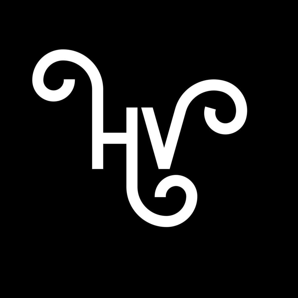 design de logotipo de carta hv em fundo preto. conceito de logotipo de letra de iniciais criativas hv. design de letra hv. Hv design de letra branca sobre fundo preto. hv, logotipo hv vetor