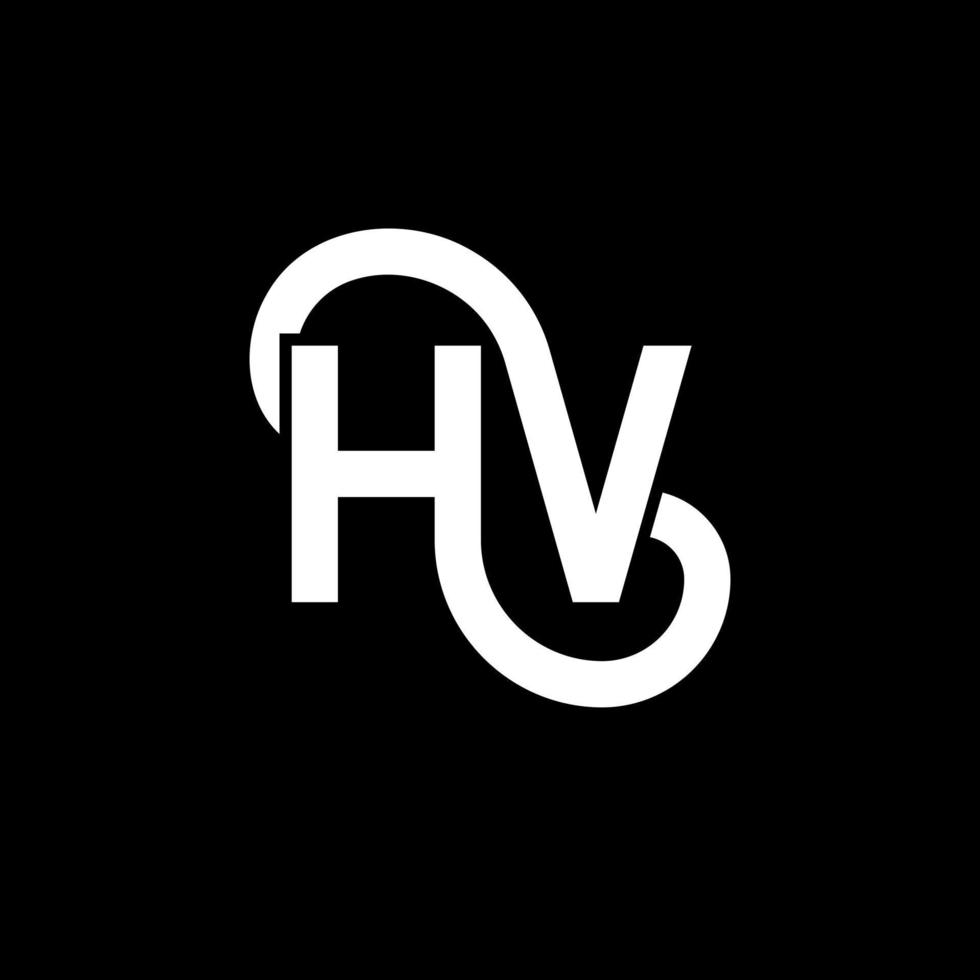 design de logotipo de carta hv em fundo preto. conceito de logotipo de letra de iniciais criativas hv. design de letra hv. Hv design de letra branca sobre fundo preto. hv, logotipo hv vetor