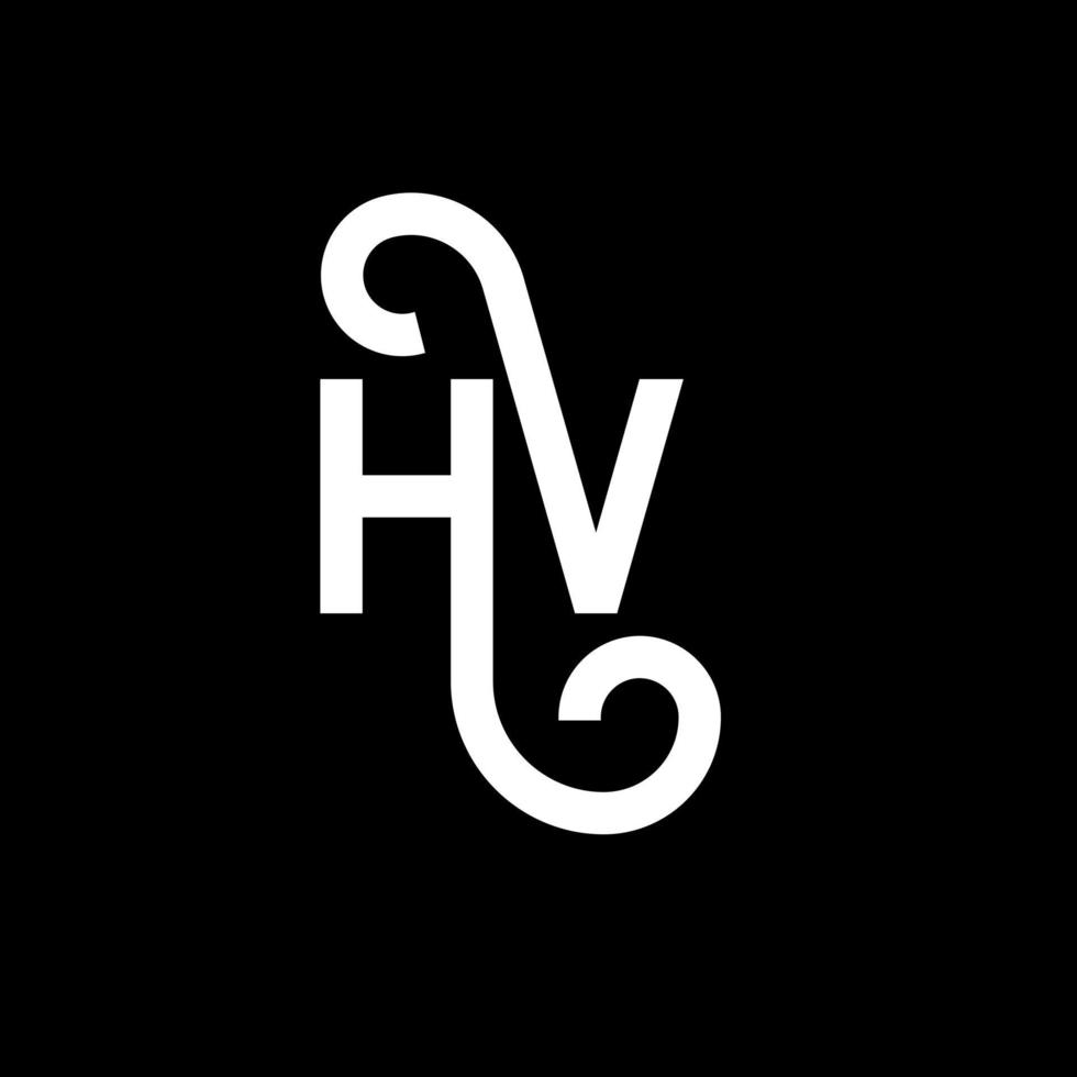 design de logotipo de carta hv em fundo preto. conceito de logotipo de letra de iniciais criativas hv. design de letra hv. Hv design de letra branca sobre fundo preto. hv, logotipo hv vetor