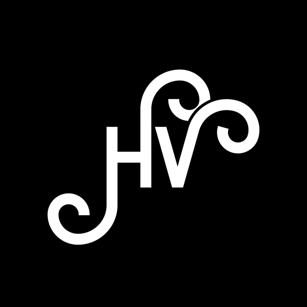 design de logotipo de carta hv em fundo preto. conceito de logotipo de letra de iniciais criativas hv. design de letra hv. Hv design de letra branca sobre fundo preto. hv, logotipo hv vetor