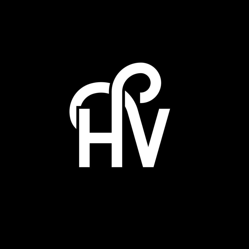 design de logotipo de carta hv em fundo preto. conceito de logotipo de letra de iniciais criativas hv. design de letra hv. Hv design de letra branca sobre fundo preto. hv, logotipo hv vetor