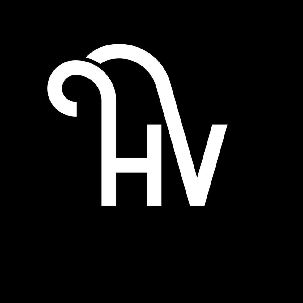 design de logotipo de carta hv em fundo preto. conceito de logotipo de letra de iniciais criativas hv. design de letra hv. Hv design de letra branca sobre fundo preto. hv, logotipo hv vetor