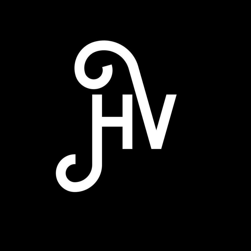 design de logotipo de carta hv em fundo preto. conceito de logotipo de letra de iniciais criativas hv. design de letra hv. Hv design de letra branca sobre fundo preto. hv, logotipo hv vetor