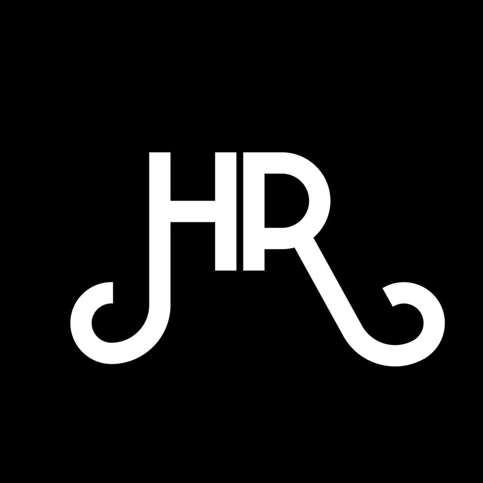 design de logotipo de carta hr em fundo preto. conceito de logotipo de letra de iniciais criativas hr. design de letra hr. hr design de letra branca sobre fundo preto. hora, logotipo da hora vetor