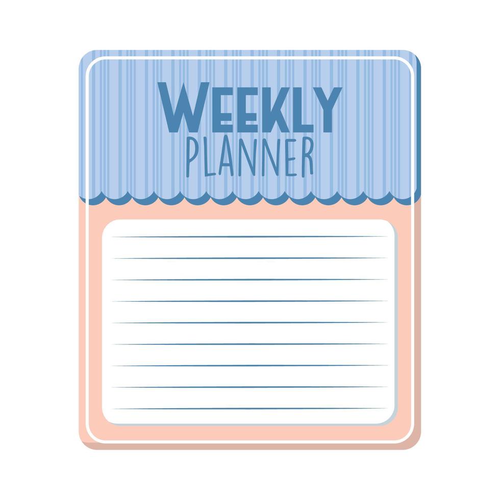 página do planejador semanal vetor