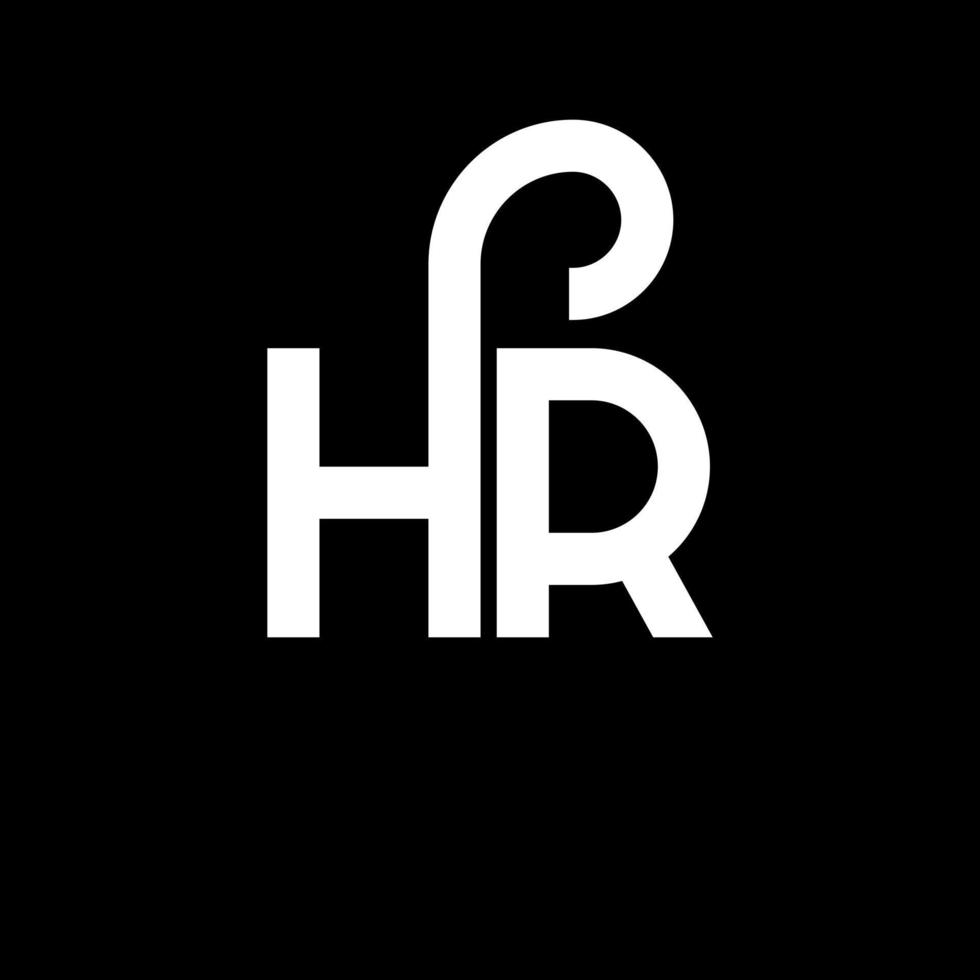 design de logotipo de carta hr em fundo preto. conceito de logotipo de letra de iniciais criativas hr. design de letra hr. hr design de letra branca sobre fundo preto. hora, logotipo da hora vetor