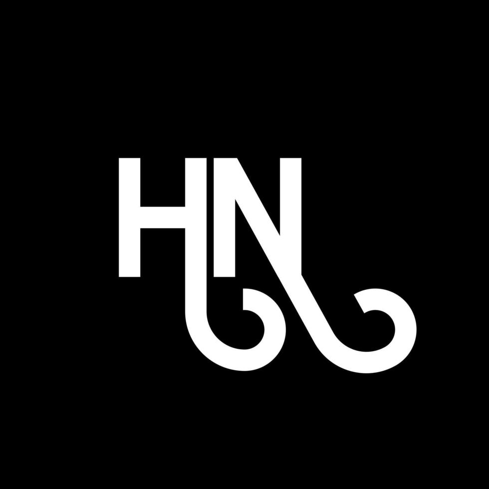 design de logotipo de carta hn em fundo preto. hn conceito de logotipo de letra de iniciais criativas. design de letra hn. hn design de letra branca sobre fundo preto. hn, hn logo vetor