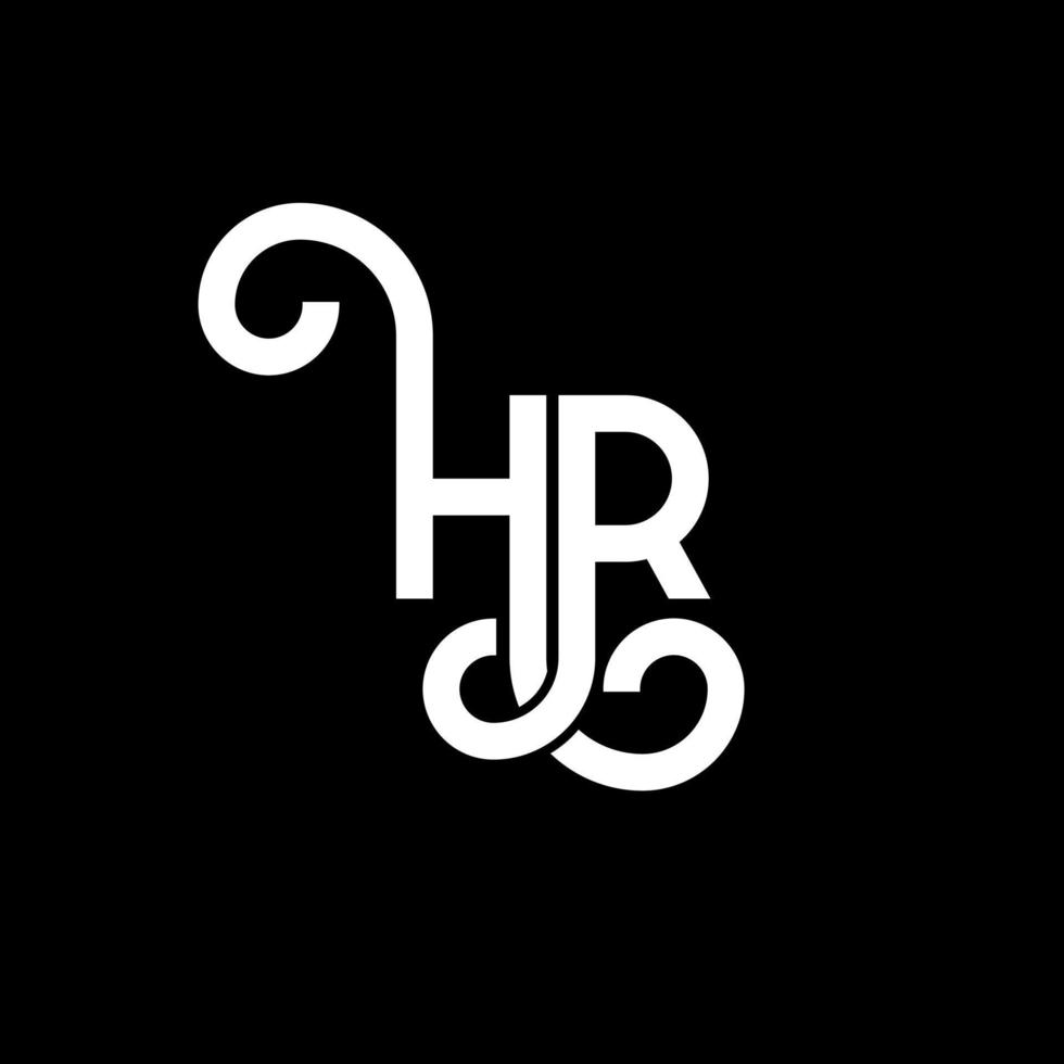 design de logotipo de carta hr em fundo preto. conceito de logotipo de letra de iniciais criativas hr. design de letra hr. hr design de letra branca sobre fundo preto. hora, logotipo da hora vetor