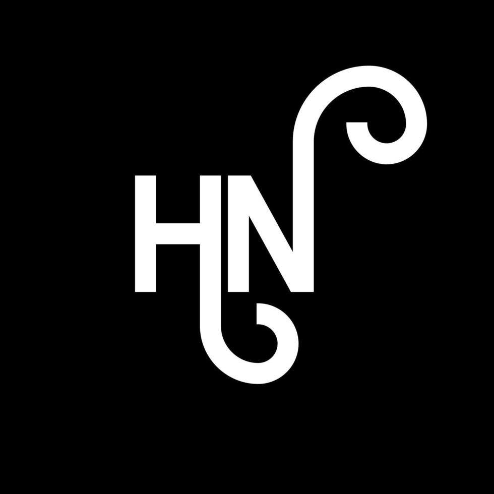 design de logotipo de carta hn em fundo preto. hn conceito de logotipo de letra de iniciais criativas. design de letra hn. hn design de letra branca sobre fundo preto. hn, hn logo vetor