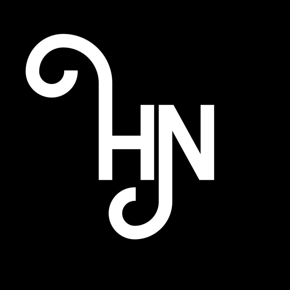 design de logotipo de carta hn em fundo preto. hn conceito de logotipo de letra de iniciais criativas. design de letra hn. hn design de letra branca sobre fundo preto. hn, hn logo vetor