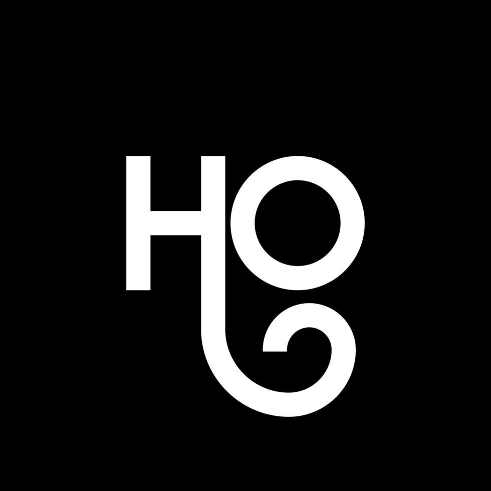 ho design de logotipo de carta em fundo preto. ho conceito de logotipo de letra de iniciais criativas. projeto de letra ho. ho design de letra branca sobre fundo preto. ho, ho logotipo vetor