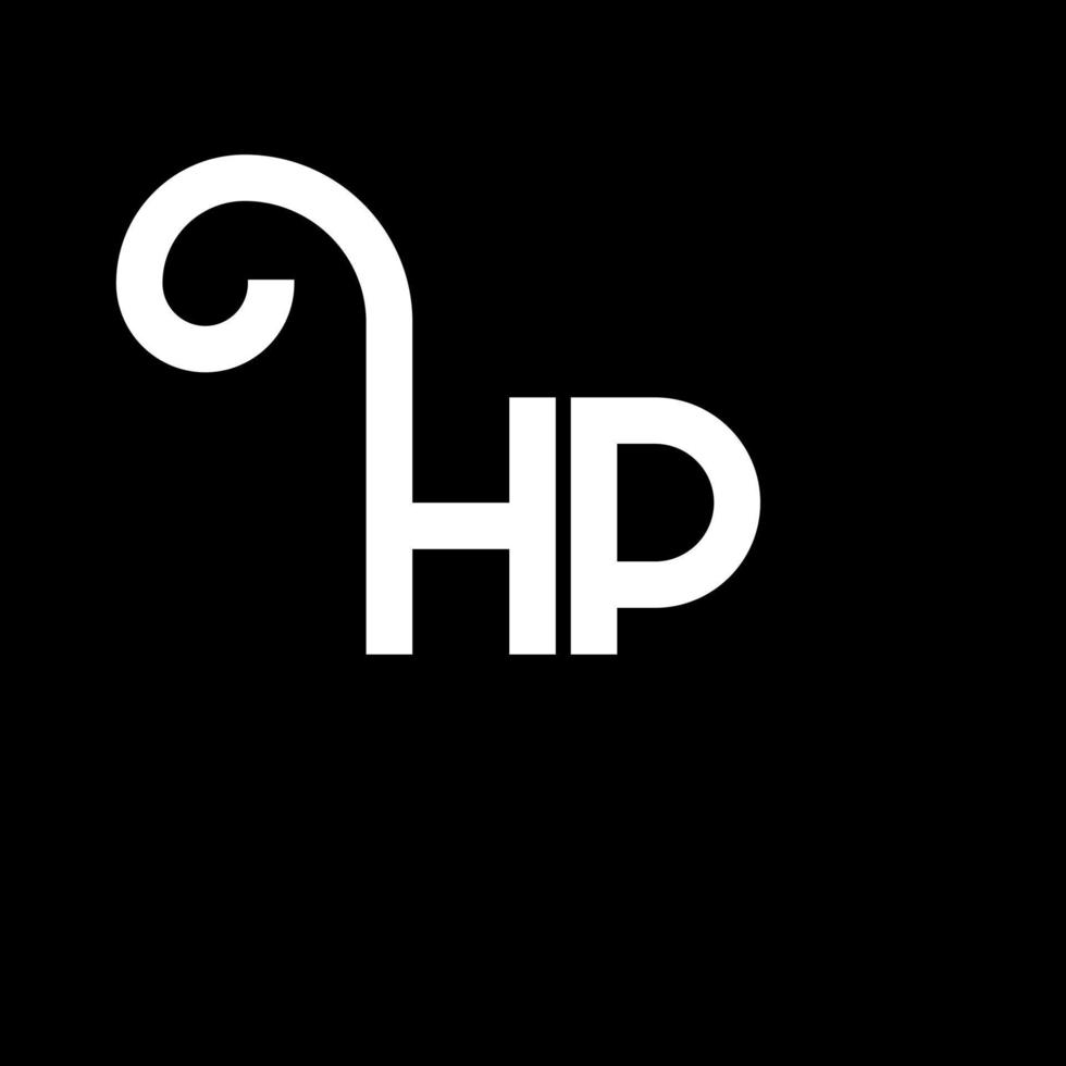 design de logotipo de letra hp em fundo preto. conceito de logotipo de letra de iniciais criativas hp. design de letra hp. design de letra branca hp sobre fundo preto. HP, logotipo HP vetor