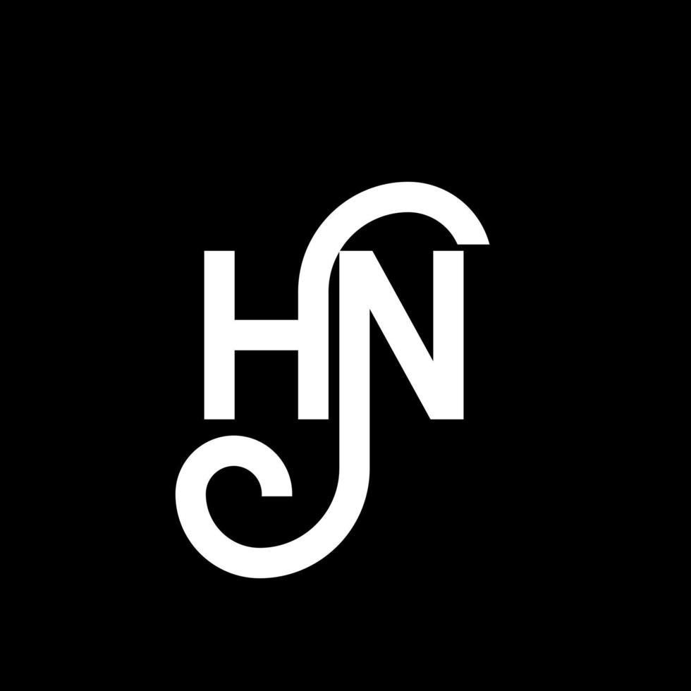 design de logotipo de carta hn em fundo preto. hn conceito de logotipo de letra de iniciais criativas. design de letra hn. hn design de letra branca sobre fundo preto. hn, hn logo vetor