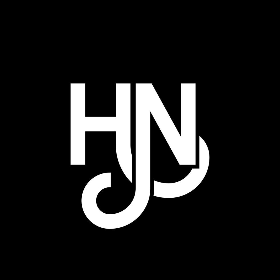 design de logotipo de carta hn em fundo preto. hn conceito de logotipo de letra de iniciais criativas. design de letra hn. hn design de letra branca sobre fundo preto. hn, hn logo vetor