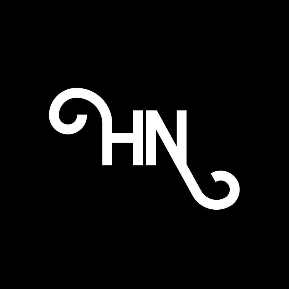 design de logotipo de carta hn em fundo preto. hn conceito de logotipo de letra de iniciais criativas. design de letra hn. hn design de letra branca sobre fundo preto. hn, hn logo vetor