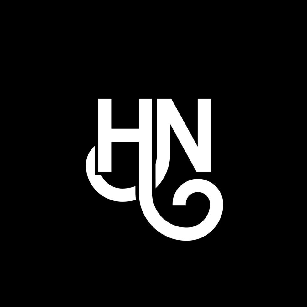 design de logotipo de carta hn em fundo preto. hn conceito de logotipo de letra de iniciais criativas. design de letra hn. hn design de letra branca sobre fundo preto. hn, hn logo vetor