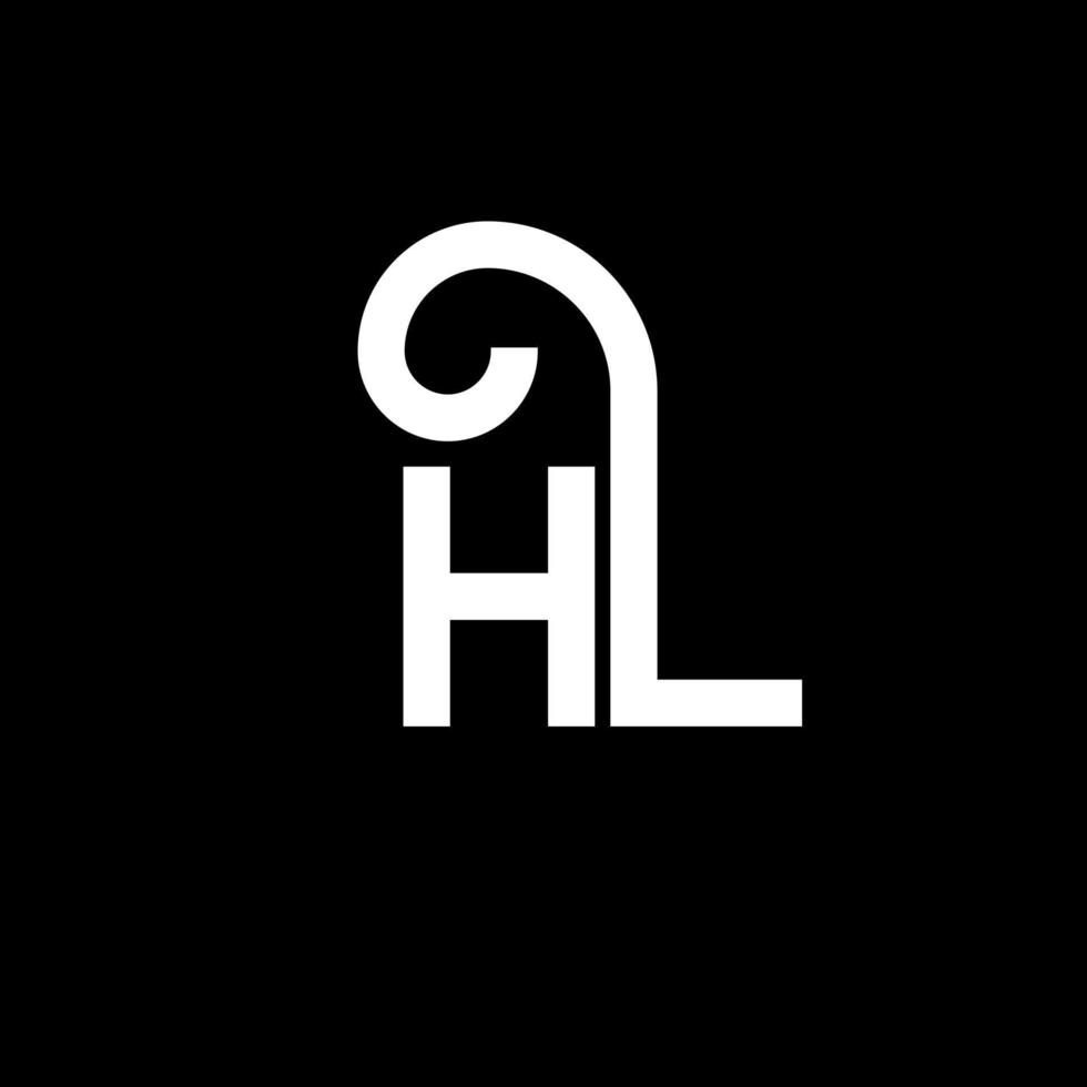 hl carta design de logotipo em fundo preto. hl conceito de logotipo de letra de iniciais criativas. hl design de letras. hl design de letra branca sobre fundo preto. hl, hl logotipo vetor