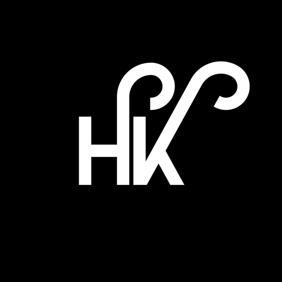 design de logotipo de letra hk em fundo preto. hk conceito de logotipo de letra de iniciais criativas. hh design de letras. hk design de letra branca sobre fundo preto. hk, logotipo hk vetor