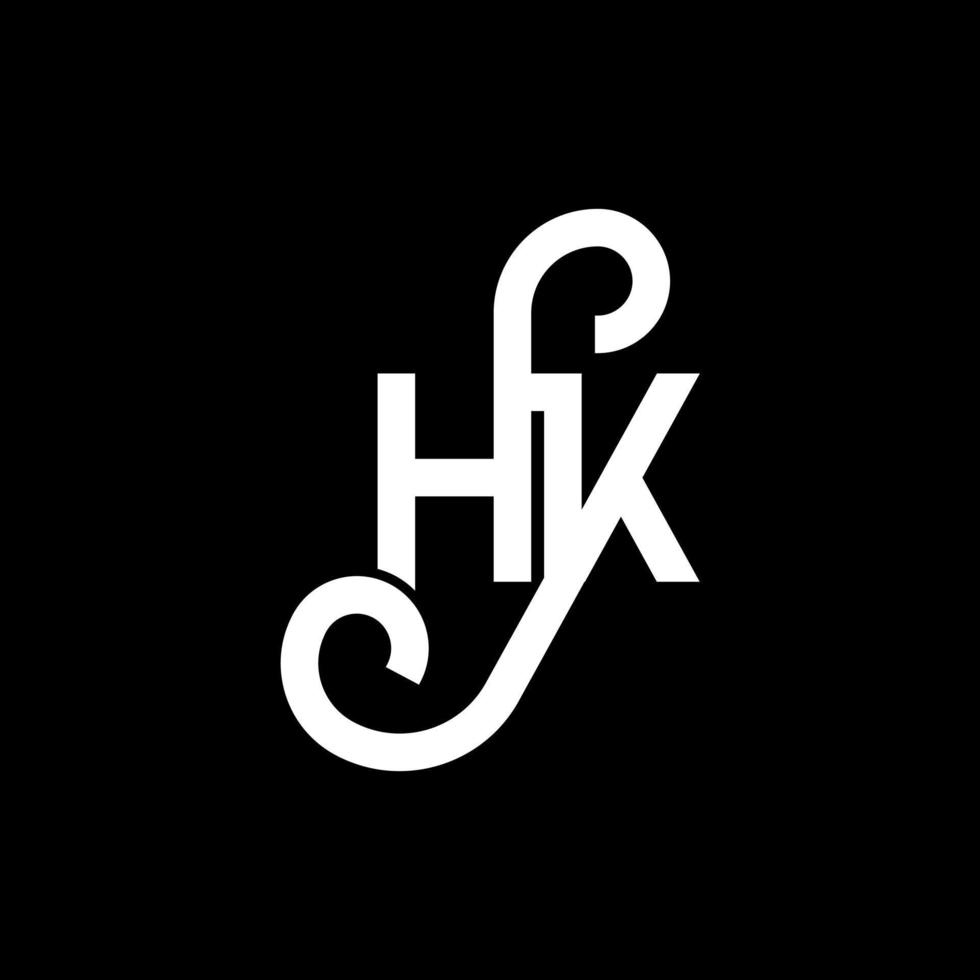 design de logotipo de letra hk em fundo preto. hk conceito de logotipo de letra de iniciais criativas. hh design de letras. hk design de letra branca sobre fundo preto. hk, logotipo hk vetor