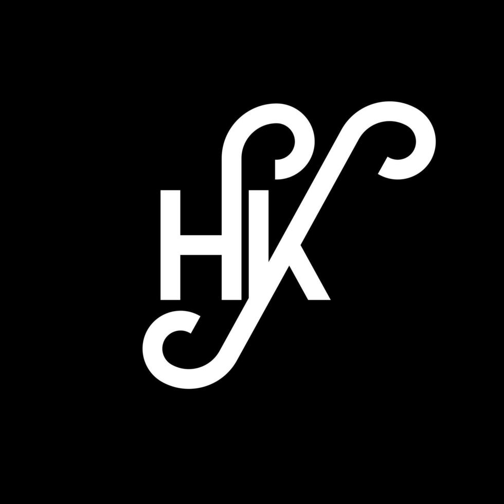 design de logotipo de letra hk em fundo preto. hk conceito de logotipo de letra de iniciais criativas. hh design de letras. hk design de letra branca sobre fundo preto. hk, logotipo hk vetor